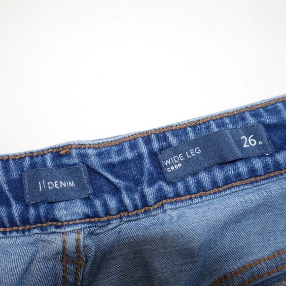 J. Jill Women's Wide Leg Crop Jeans Size 26W Blue Raw Hems Mid Rise Denim - Picture 3 of 8